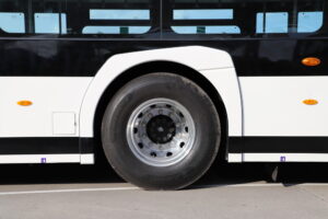 side view of bus wheel