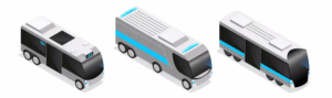 Illustration of autonomous electric buses